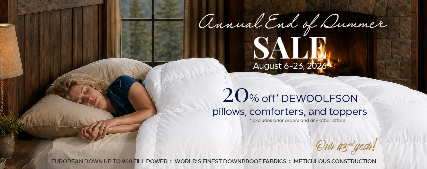20% off DEWOOLFSON pillows, comforters, and toppers