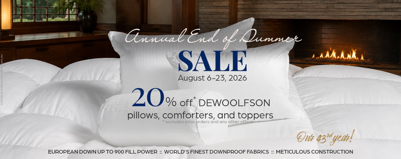 20% off DEWOOLFSON pillows, comforters, and toppers