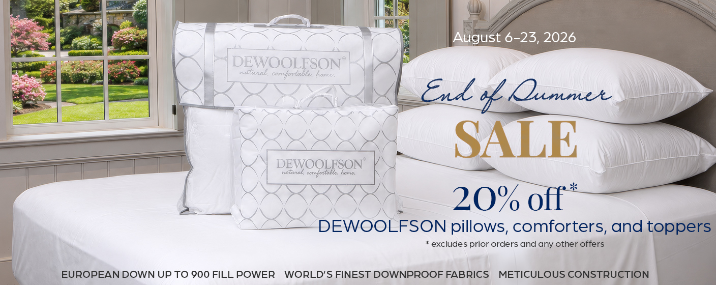 20% off DEWOOLFSON pillows, comforters, and toppers