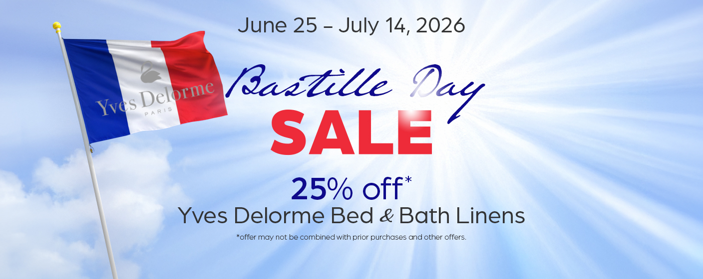 French Maker Yves Delorme is having their Annual Bed & Bath 