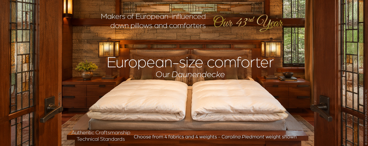 DEWOOLFSON luxury European down comforter in an Arts & Craft